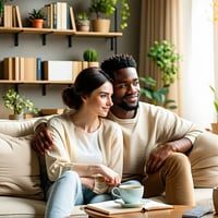 Couple having a safe conversation around money